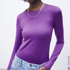 Zara Purple Crew Neck Body Suit